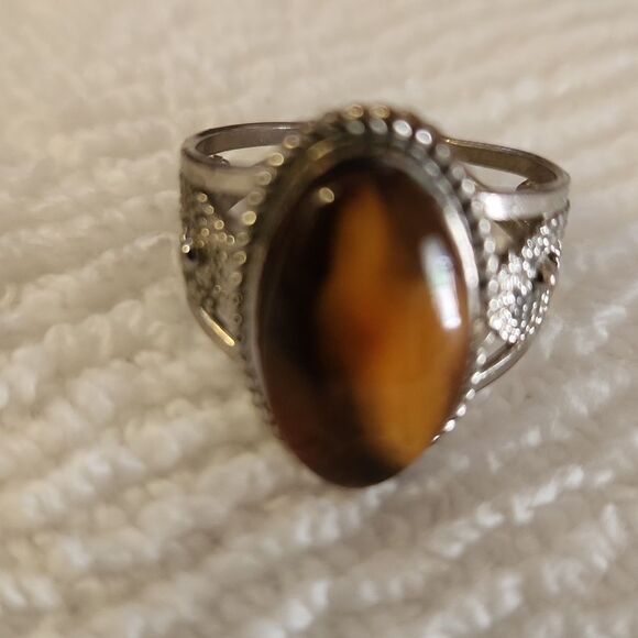 Authentic vintage Lithuanian amber ring size 9 - Picture 5 of 7